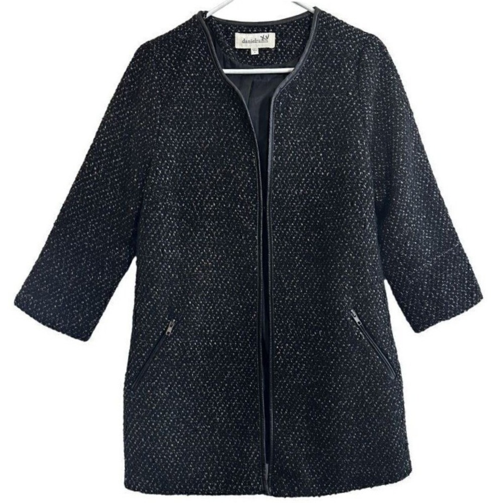 Daniel Rainn Tweed Jacket Blazer Career‎ Wear Full Zip Black Women's Size Small